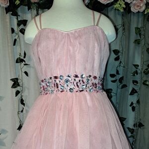 Elegant Pink Kids Dress with Embellished Waist